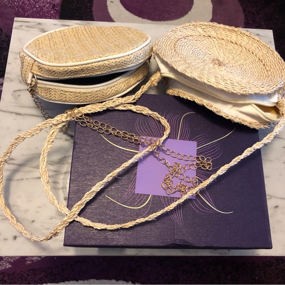 Set of 2 Round Wicker/Rattan Crossbody Bags - Picture 5 of 5